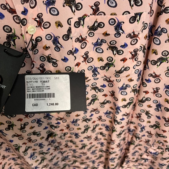 SAINT LAURENT 100% silk moto shirt (size 39) - Picture 5 of 7
